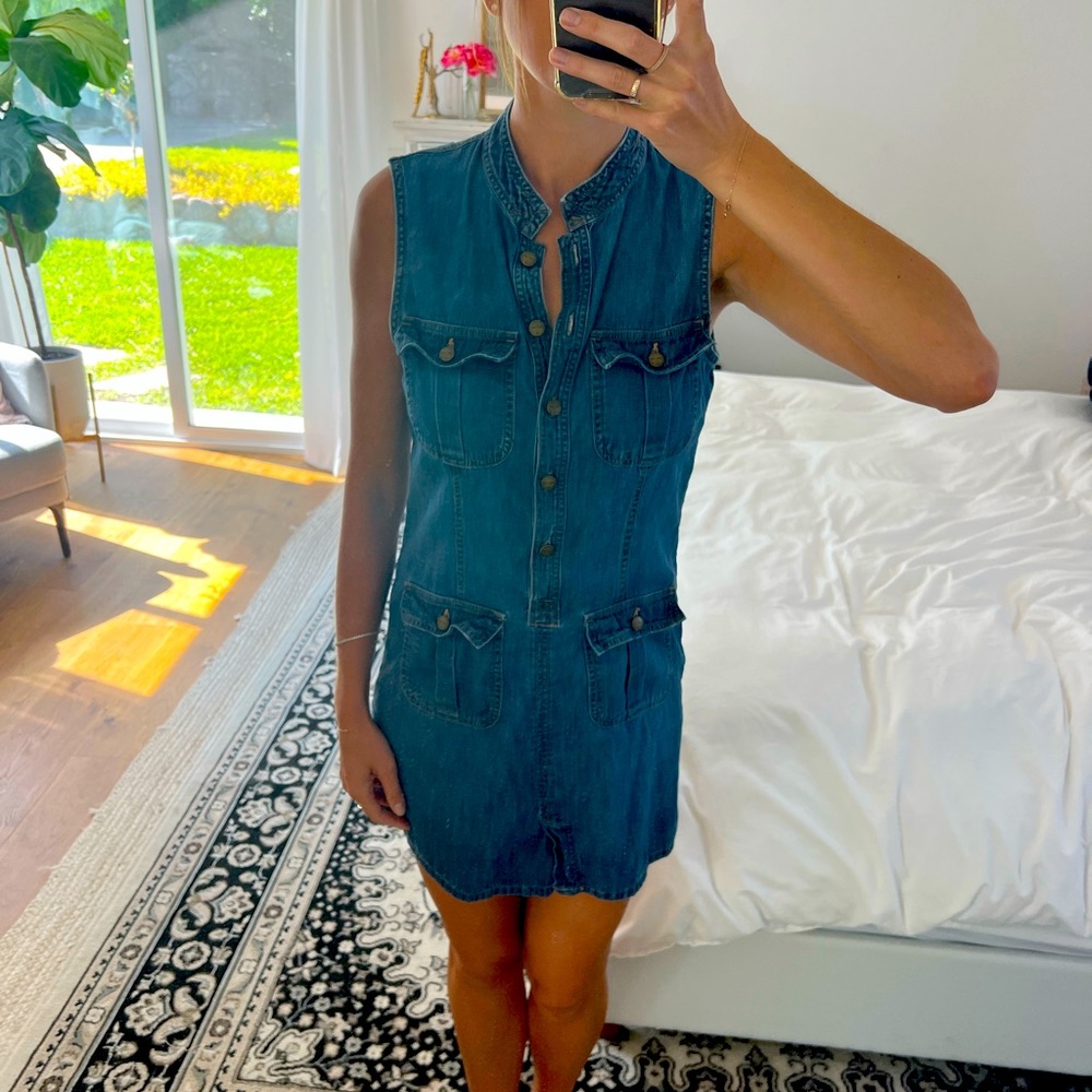 Current/Elliott Blue Denim Mini Dress
